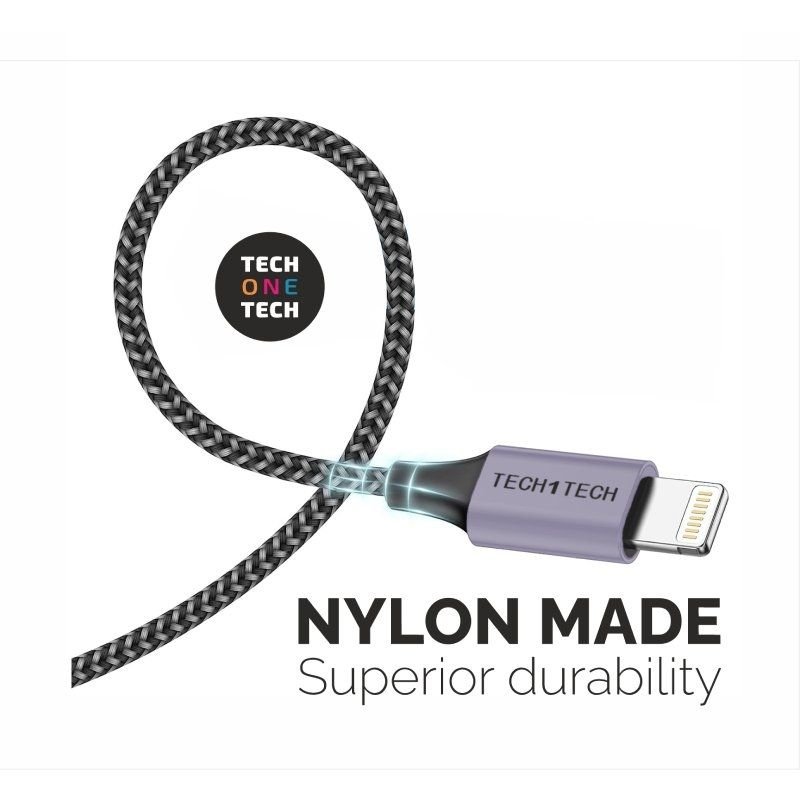 Cable USB 2.0 Tech One Tech TEC2022/ USB Macho - Lightning Macho/ 2m/ Gris - изображение 2