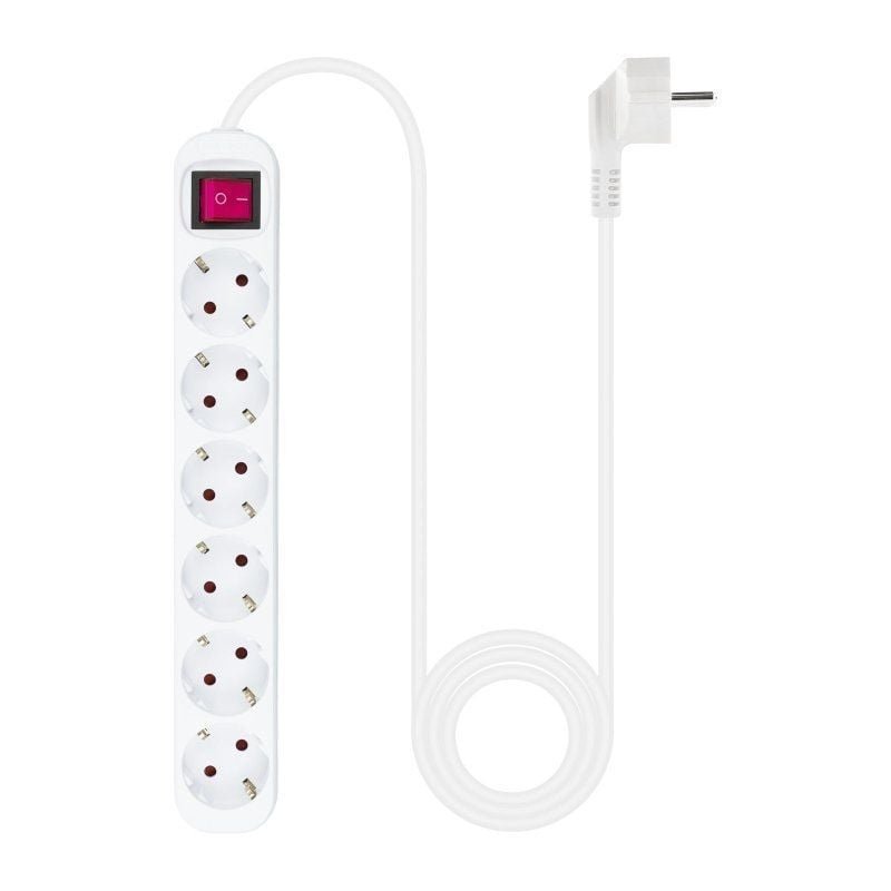 Regleta con Interruptor Nanocable 10.37.0006/ 6 Tomas de Corriente/ Cable 1.4m/ Blanca - изображение 2