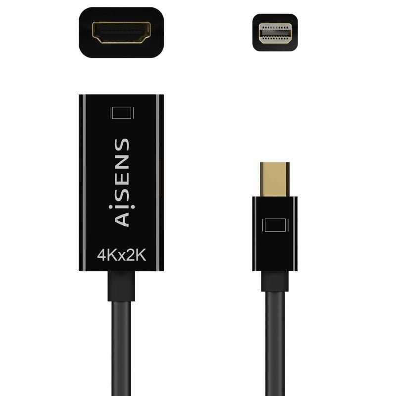 Cable Conversor Aisens A125-0643/ Mini DisplayPort Macho - HDMI Hembra/ Hasta 5W/ 2300Mbps/ 15cm/ Negro - изображение 3