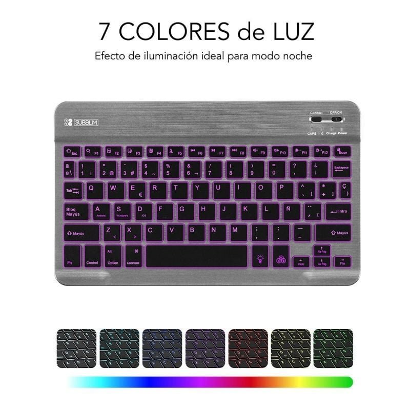 Teclado Compacto Inalámbrico por Bluetooth Subblim Smart Backlit/ Gris - изображение 5