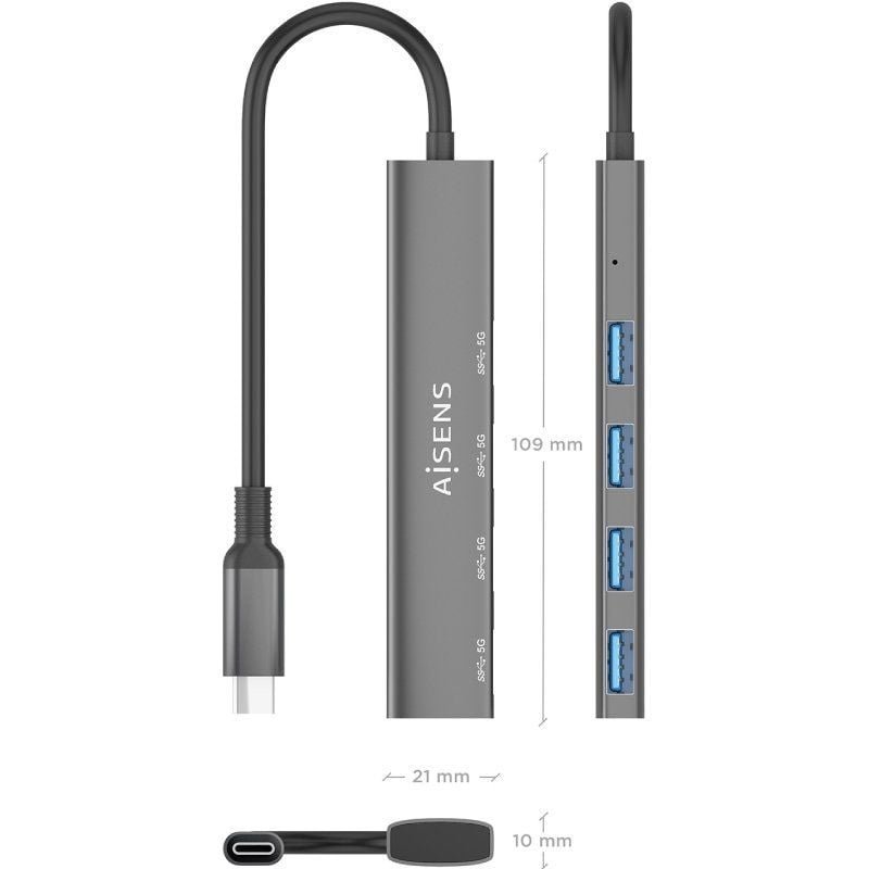 Hub USB Tipo-C 3.0 Aisens A106-0540/ 4xUSB - изображение 4