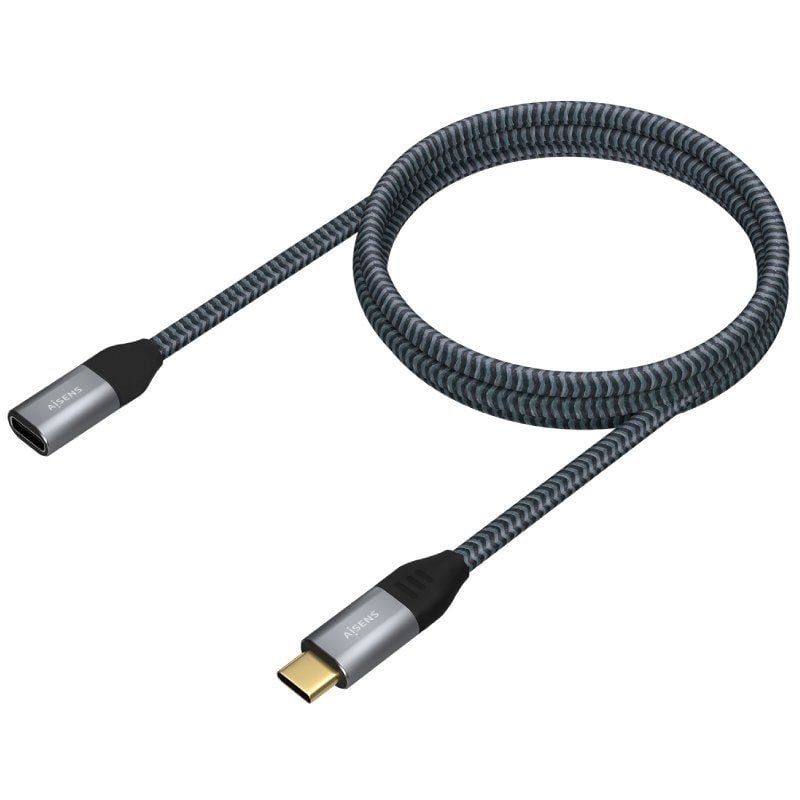 Cable Alargador USB 3.2 Tipo-C Aisens A107-0635 20GBPS 5A 100W/ USB Tipo-C Macho - USB Tipo-C Hembra/ Hasta 100W/ 2500Mbps/ 1m/ Gris - изображение 2