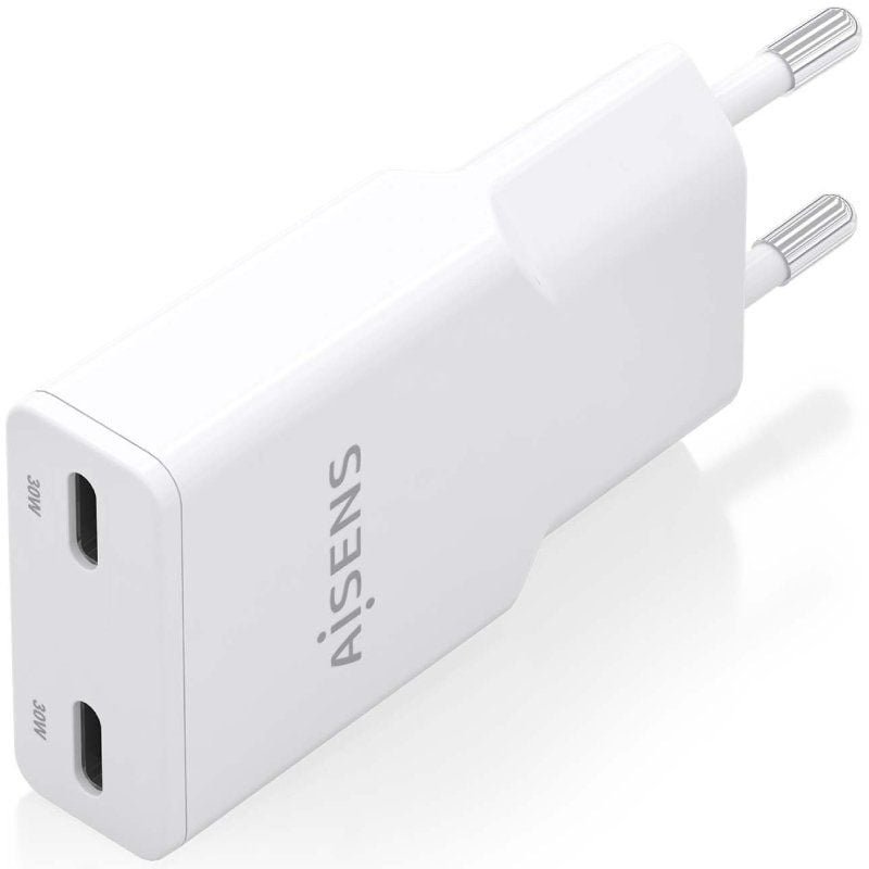 Cargador de Pared GaN Aisens ASCH-30W2P048-W/ 2xUSB Tipo-C/ 30W/ Blanco - изображение 2