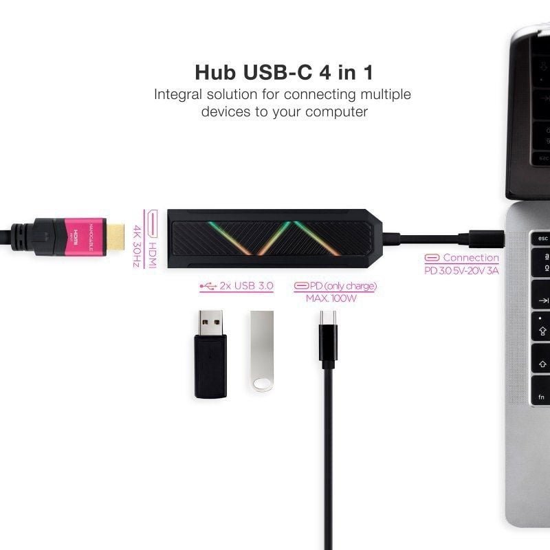 Docking USB Tipo-C Nanocable 10.16.0401/ 2xUSB/ 1xUSB Tipo-C PD/ 1xHDMI 2.0 - изображение 2