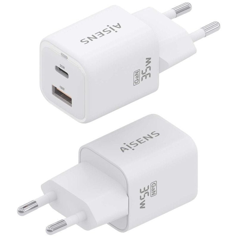 Cargador de Pared GaN Aisens ASCH-35W2P024-W/ 1xUSB Tipo-C/ 1xUSB/ 35W - изображение 2