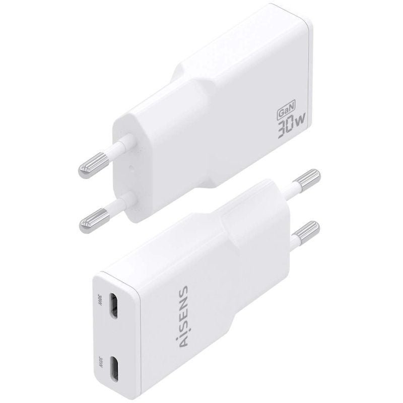 Cargador de Pared GaN Aisens ASCH-30W2P048-W/ 2xUSB Tipo-C/ 30W/ Blanco - изображение 3