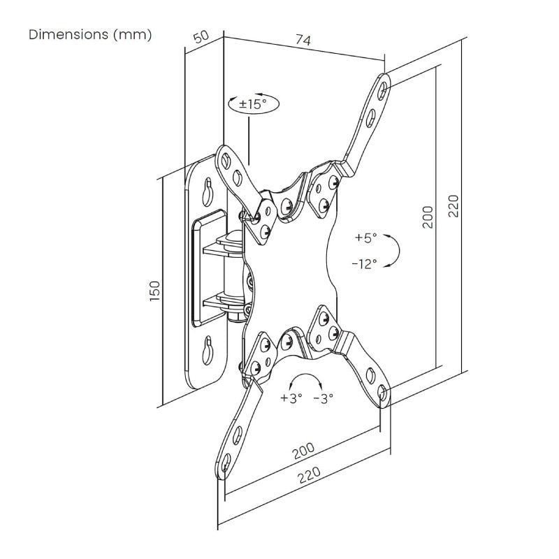 Soporte de Pared Giratorio/ Inclinable/ Nivelable Aisens WT42TSL-273 para Monitores y TV de 13-42"/ hasta 20kg - изображение 4