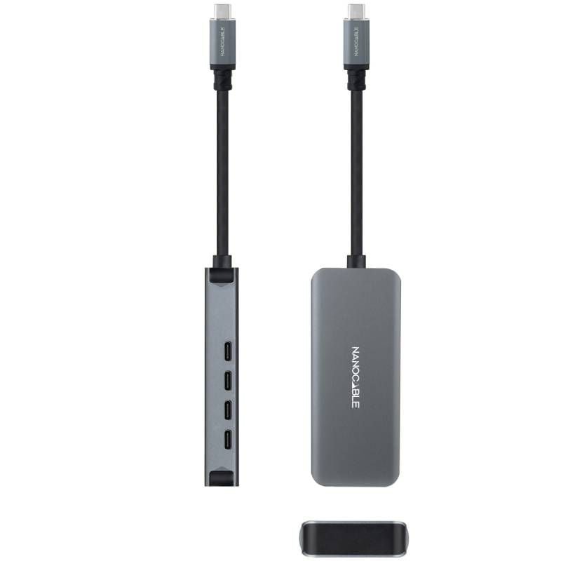Hub USB Tipo-C Nanocable 10.16.4504/ 4xUSB Tipo-C/ Gris - изображение 2