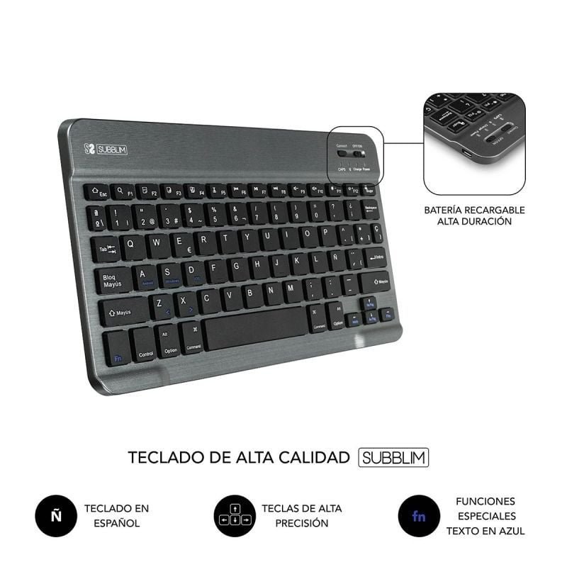 Funda con Teclado Subblim Keytab Pro Bluetooth para Tablets de 10.1"-10.8"/ Negra - изображение 5