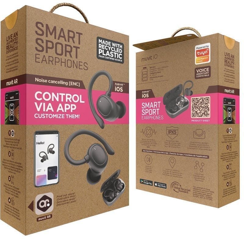 Auriculares Deportivos Bluetooth Muvit iO Smart True Wireless Sport ENC con estuche de carga/ Autonomía 6h/ Negros - изображение 5