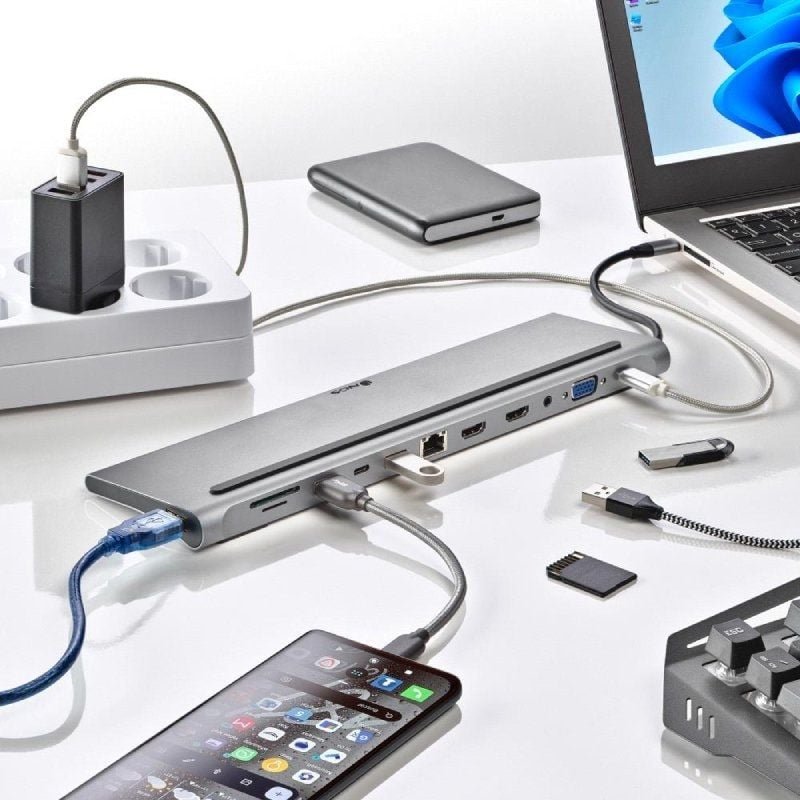 Docking USB Tipo-C NGS WonderDock12/ 3xUSB/ 2xHDMI/ 1xVGA/ 1xRJ45/ 1xLector de Tarjetas/ 1xJack 3.5/ 1xUSB Tipo-C PD/ Gris - изображение 4