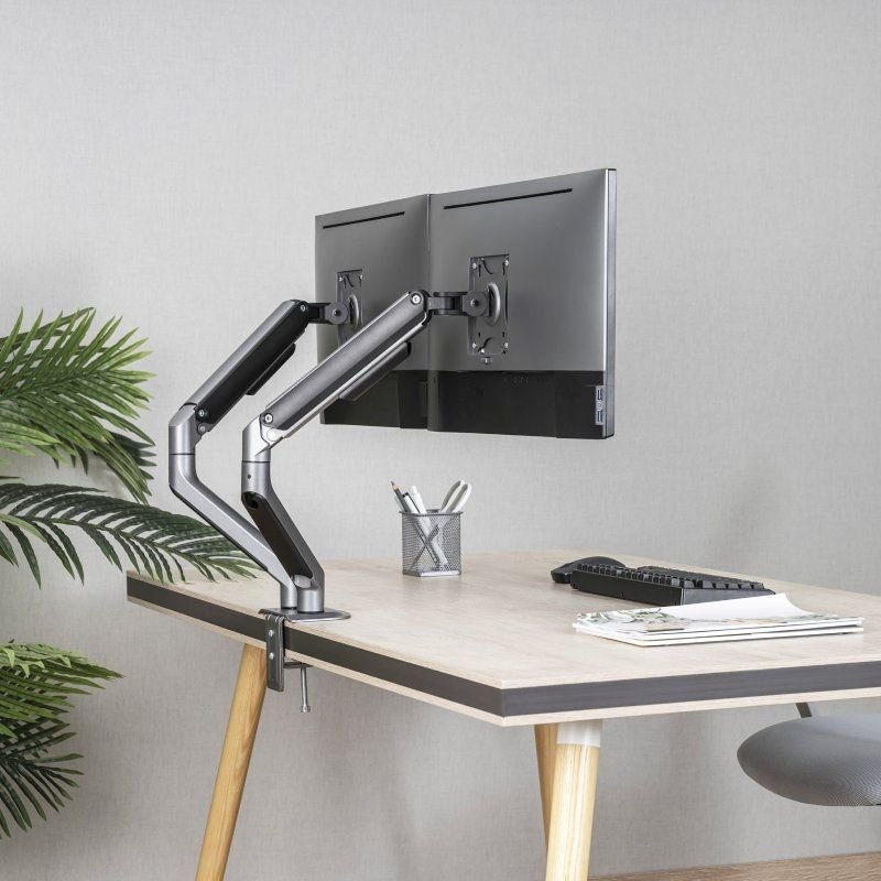 Soporte de Mesa para 2 Monitores TooQ DB4132TNR-G/ Giratorio/ Inclinable/ hasta 9kg - изображение 5