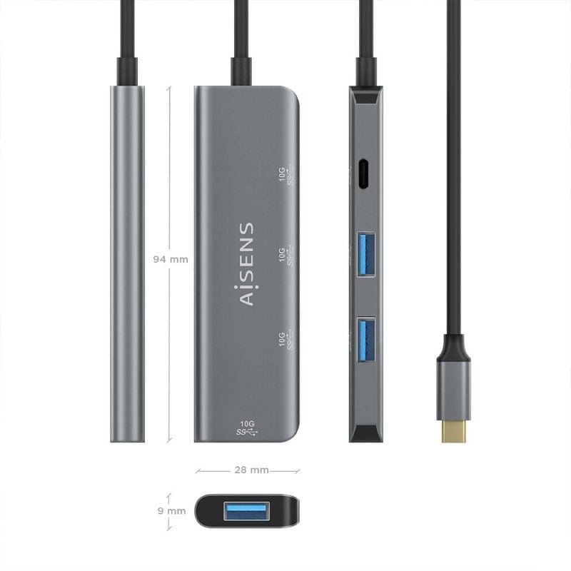 Hub USB Tipo-C Aisens A109-0764/ 3xUSB/ 1xUSB Tipo-C/ Gris - изображение 4