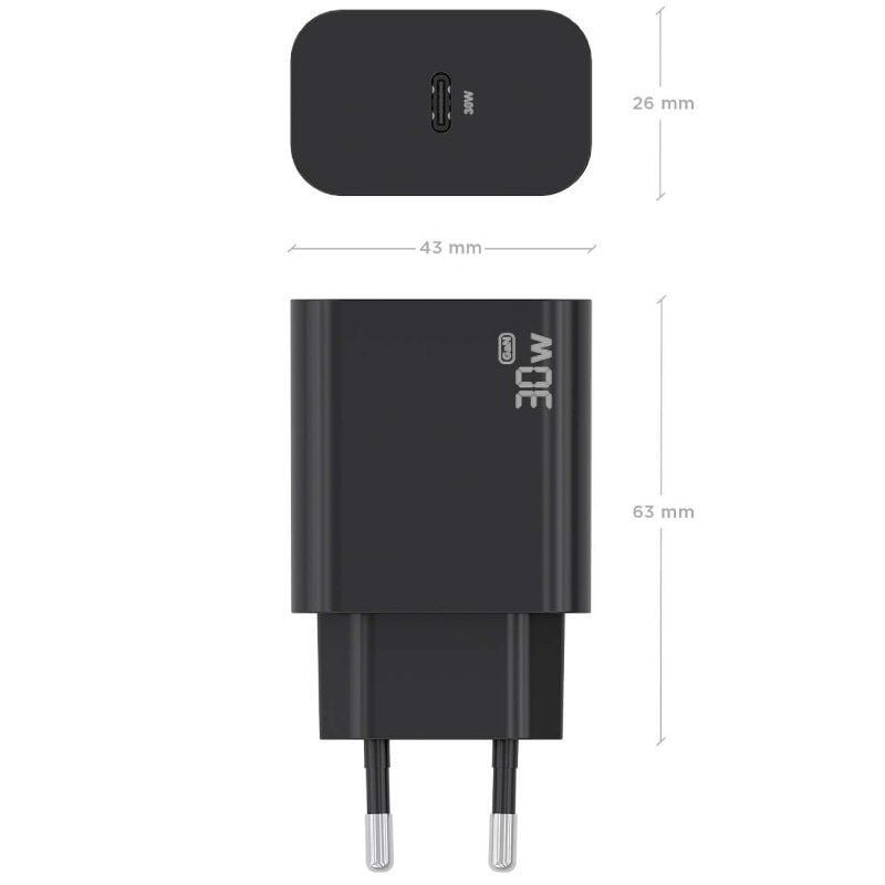 Cargador de Pared GaN Aisens A110-0941/ 1xUSB Tipo-C/ 30W/ Negro - изображение 3