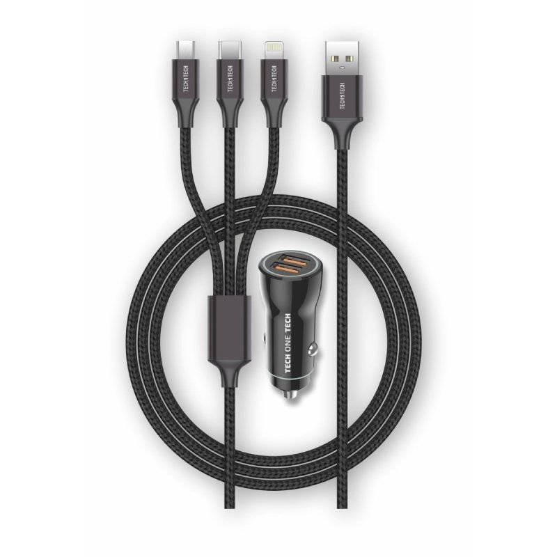 Cargador de Coche Tech One Tech TEC2810/ 2xUSB + Cable 3 en 1/ 12W - изображение 2