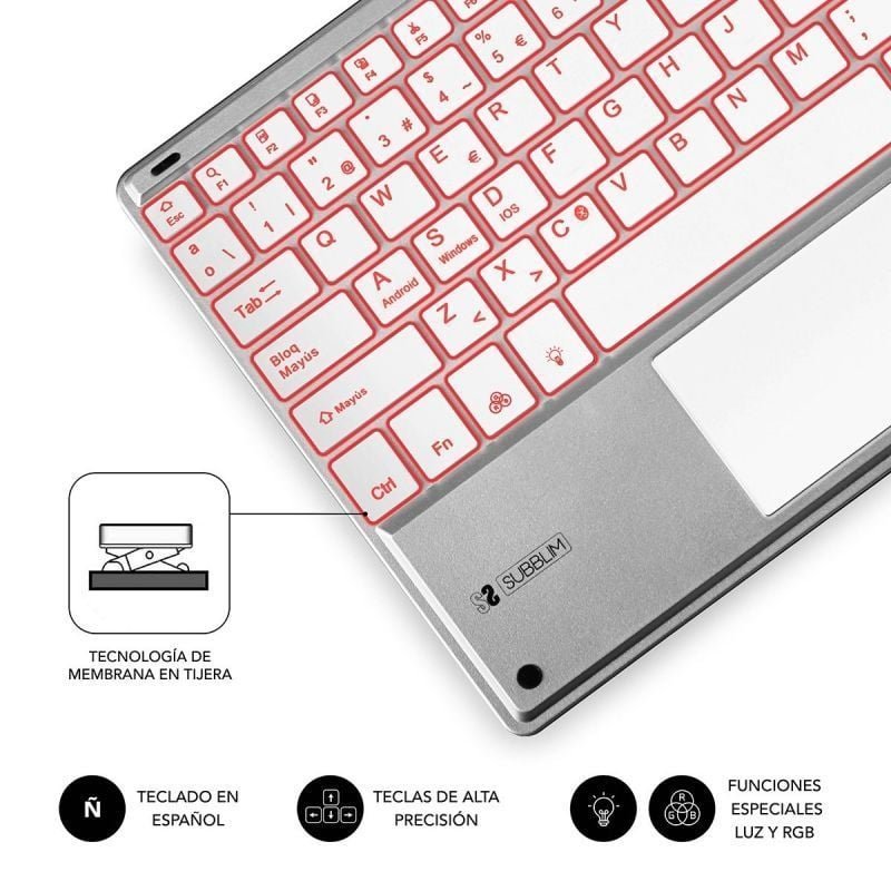 Teclado Compacto Inalámbrico por Bluetooth Subblim SMBT50/ Plata - изображение 4