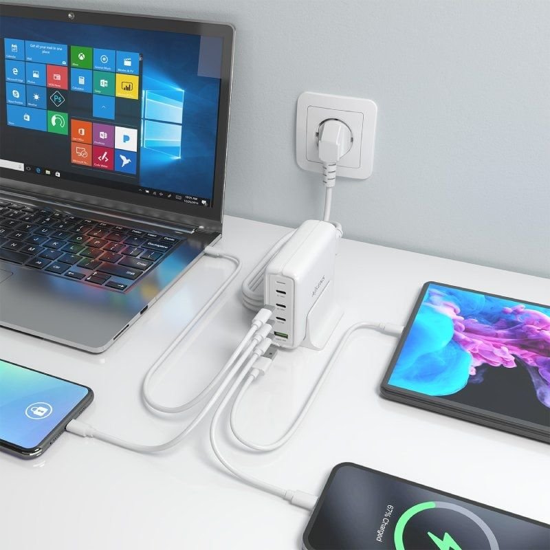 Cargador Sobremesa GaN Aisens ASCH-140W4P055-W/ 3xUSB Tipo-C/ 1xUSB/ 140W - изображение 4