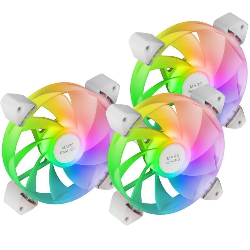 Pack 3 Ventiladores Invertidos Mars Gaming MF-3AR/ 12cm/ ARGB/ Blanco - изображение 2