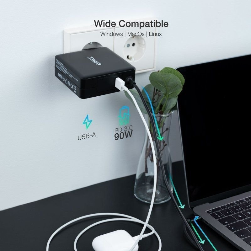 Cargador de Portátil TooQ TQLC-USBC90PD USB Tipo-C/ 90W/ Automático/ Voltaje 5-20V - изображение 5