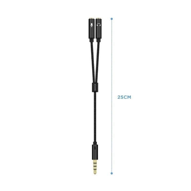 Cable Estéreo Aisens A128-0416/ Jack 3.5 Macho - 2x Jack 3.5 Hembra/ 25cm/ Negro - изображение 2