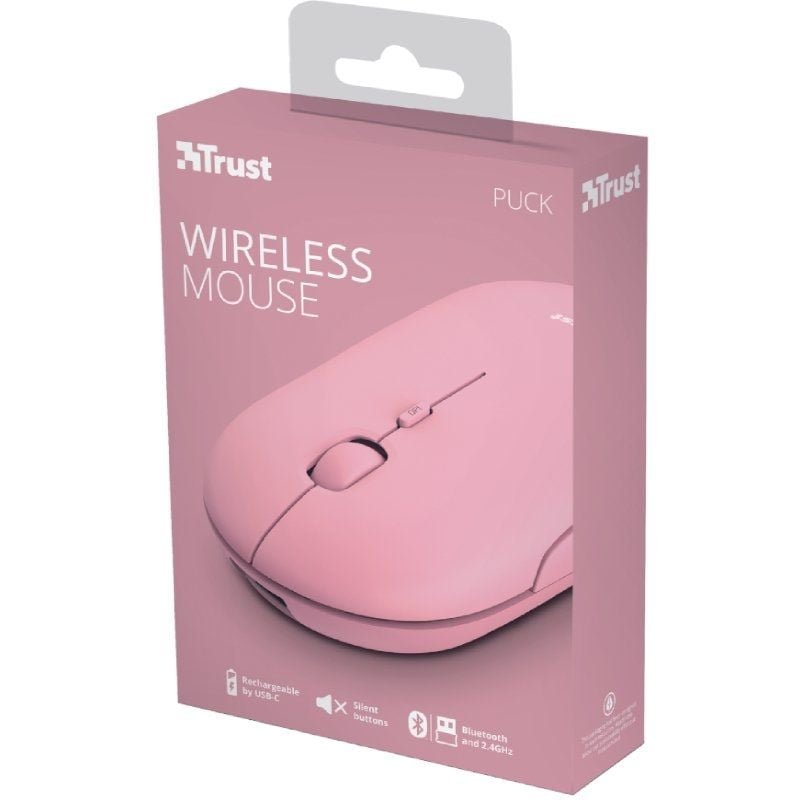 Ratón Inalámbrico por Bluetooth Trust Puck/ Batería recargable/ Hasta 1600 DPI/ Rosa - изображение 5