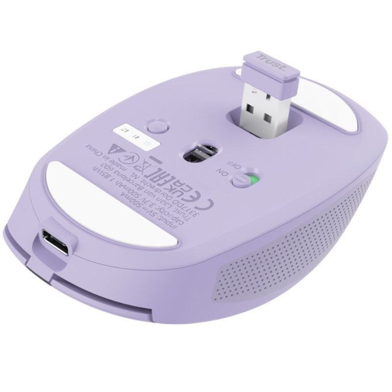 Ratón Inalámbrico por Bluetooth Trust Ozaa Compact Wireless/ Batería recargable/ Hasta 3200 DPI/ Morado - изображение 5
