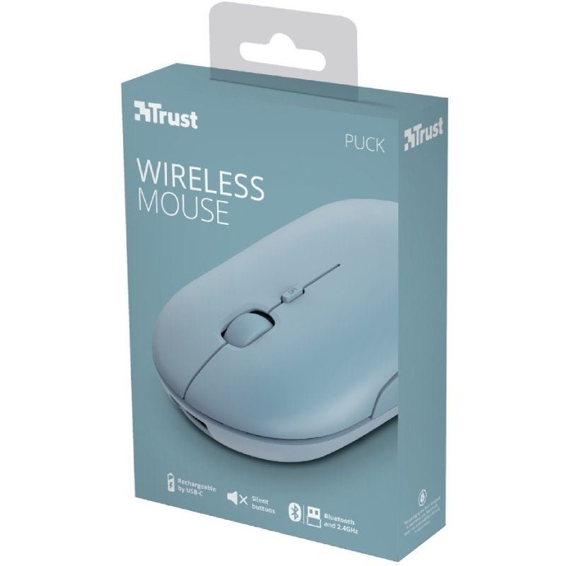 Ratón Inalámbrico por Bluetooth Trust Puck/ Batería recargable/ Hasta 1600 DPI/ Azul - изображение 5