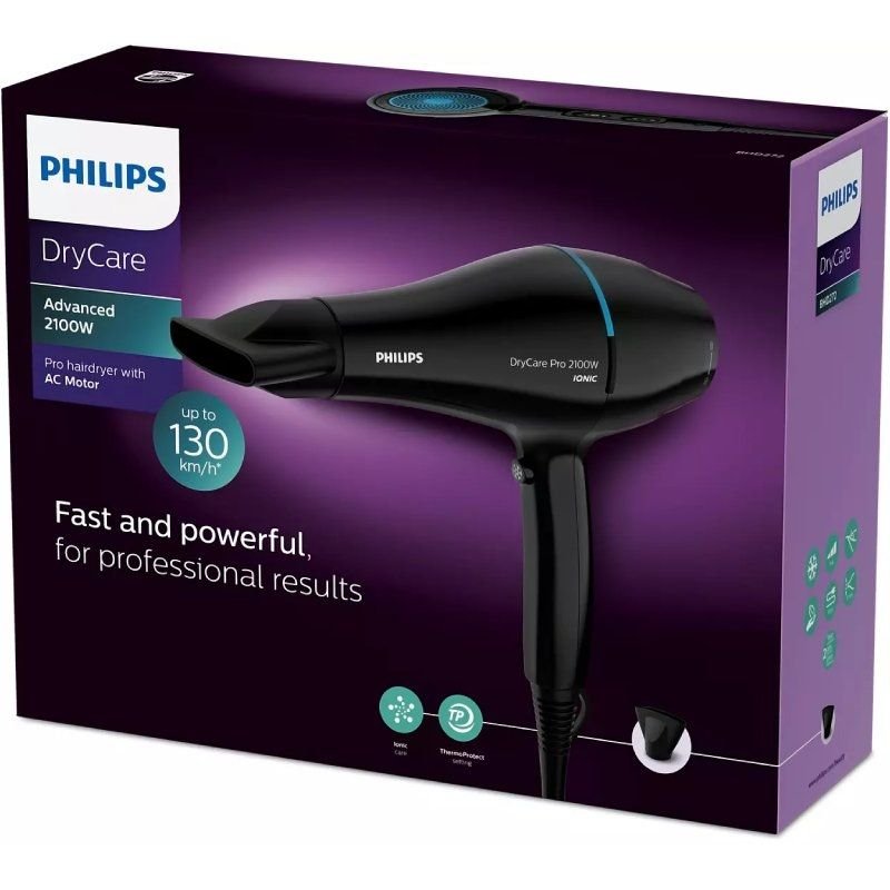 Secador Philips Drycare Pro BHD272/ 2100W/ Iónico/ Negro y Verde lago - изображение 4