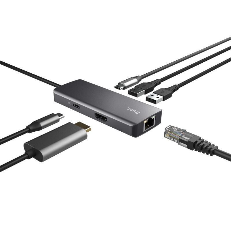 Docking USB Tipo-C Trust Dalyx/ 2xUSB/ 2xUSB Tipo-C/ 1xHDMI/ 1xRJ45/ Gris - изображение 2