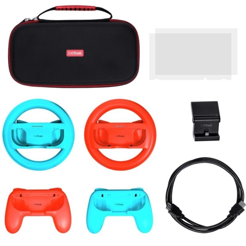 Pack Gaming Trust Gaming GXT 1249/ Estuche rígido + 2 Joy-Con + 2 Volantes + Cristal Templado para Switch + Soporte de Carga - изображение 2