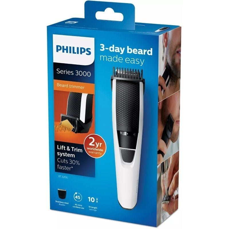 Cortabarbas Philips Beardtrimmer series 3000 BT3206/14/ con Batería/ 4 Accesorios - изображение 4
