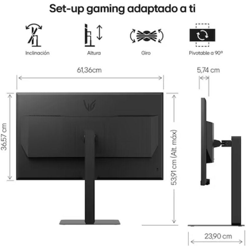 Monitor Gaming LG UltraGear G6 27G640A-B 27"/ QHD/ Multimedia/ 1ms/ 300Hz/ IPS/ Regulable en Altura/ Negro