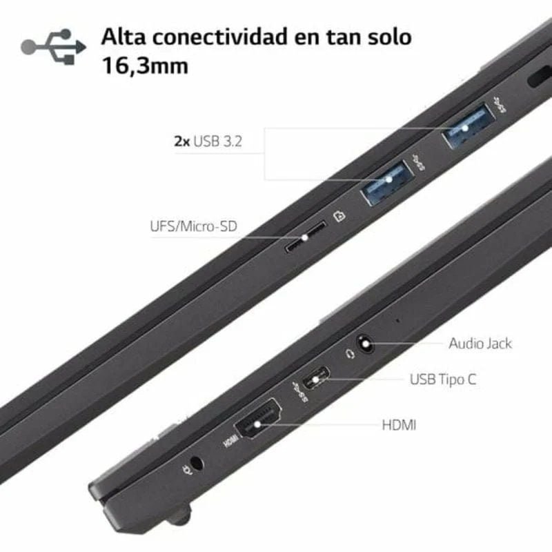 Portátil LG Ultra 16UD70R-G.AX76B Ryzen 7 7730U/ 16GB/ 512GB SSD/ 16"/ Sin Sistema Operativo - изображение 5