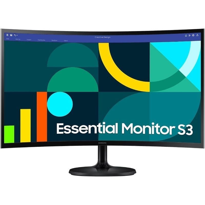Monitor Profesional Curvo Samsung Essential Monitor S3 S36GD S24D302GAU/ 27"/ Full HD/ Negro