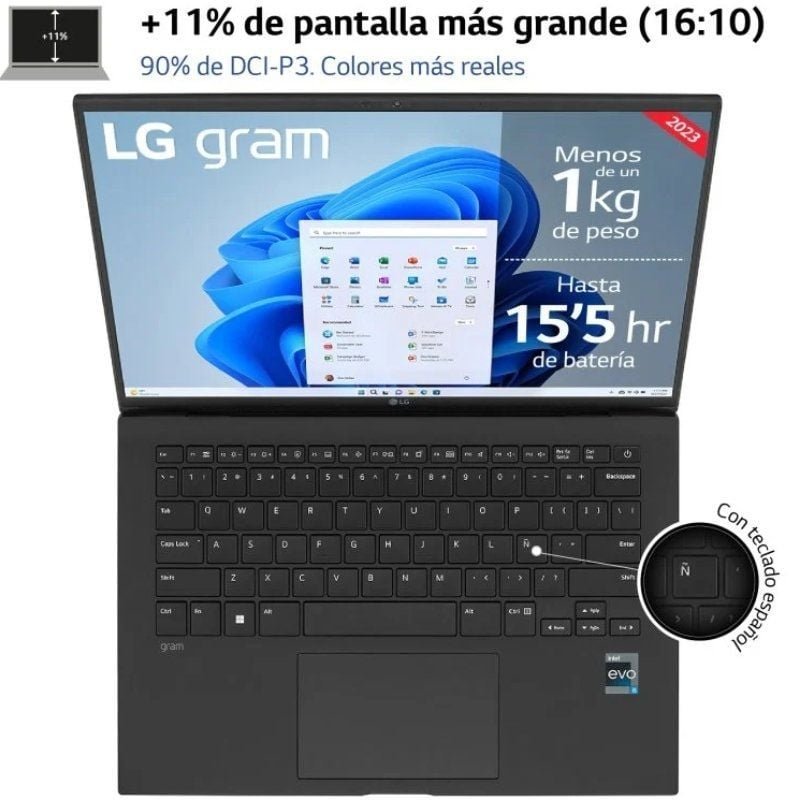 Portátil LG Gram 14Z90S-G.AD78B Intel Core Ultra 7-155H/ 32GB/ 1TB SSD/ 14"/ Win11 - изображение 2