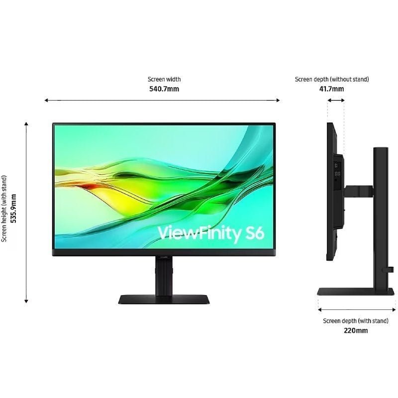 Monitor Profesional Samsung ViewFinity S6 S60UD S24D600UAU 24"/ QHD/ Regulable en Altura/ Negro - изображение 4