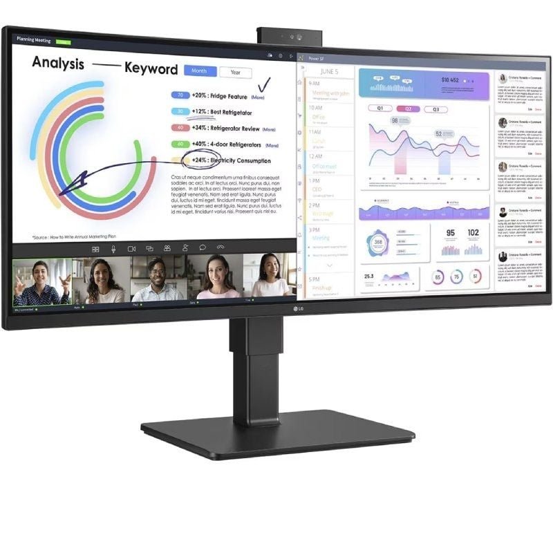 Monitor Profesional Ultrapanorámico Curvo LG 34BQ77QC-B 34"/ WQHD/ Webcam/ Multimedia/ Regulable en altura/ Negro - изображение 3