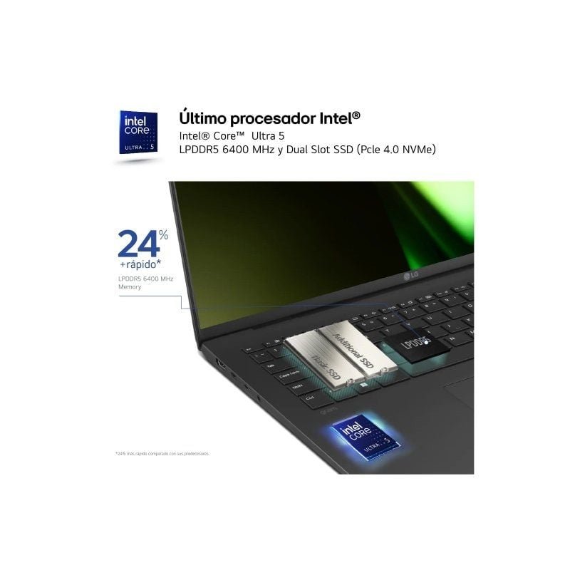 Portátil LG Gram 14Z90S-V.AP55B Intel Core Ultra 5-125H/ 16GB/ 512B SSD/ 14"/ Win11 Pro - изображение 2