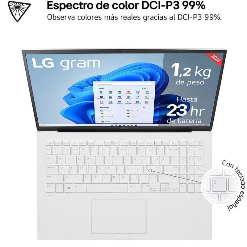 Portátil LG Gram 15Z90S-G AA74B Intel Core Ultra 7-155H/ 16GB/ 512GB SSD/ 15.6"/ Win11 - изображение 2