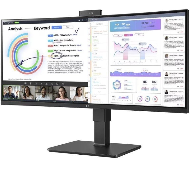 Monitor Profesional Ultrapanorámico Curvo LG 34BQ77QC-B 34"/ WQHD/ Webcam/ Multimedia/ Regulable en altura/ Negro - изображение 2
