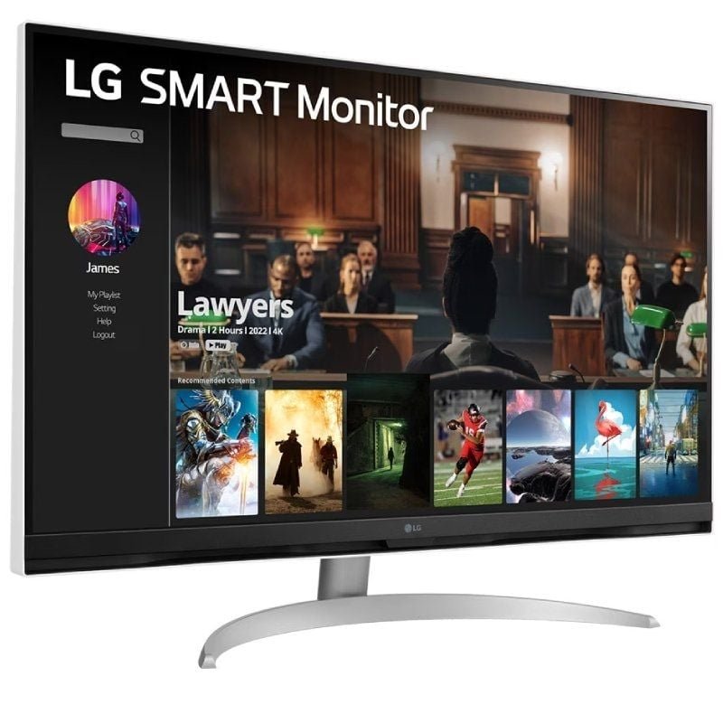 Smart Monitor LG 32SQ700S-W 31.5"/ 4K/ Multimedia/ Regulable en altura/ Smart TV/ Plata y Blanco - изображение 3