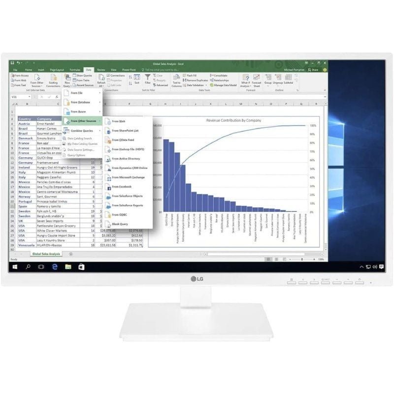 Monitor Profesional LG 24BK55YP-W 23.8"/ Full HD/ Multimedia/ Regulable en altura/ Blanco