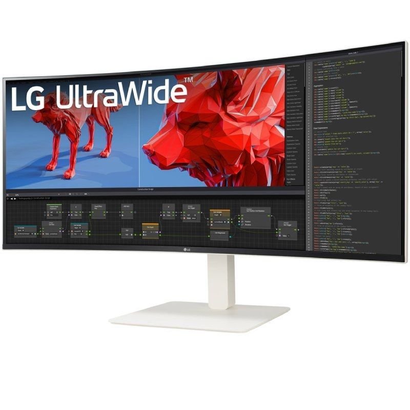 Monitor Profesional Ultrapanorámico Curvo LG 38BR85QC-W 38"/ WQHD+/ Multimedia/ Regulable en Altura/ Blanco