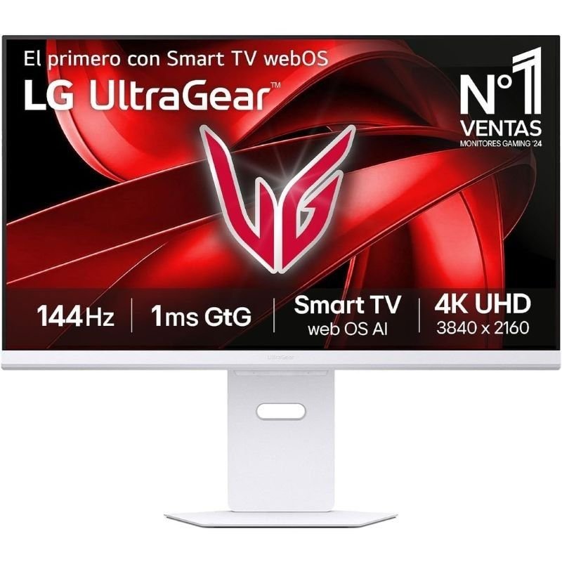 Smart Monitor Gaming LG UltraGear 32G810SA-W 32"/ 4K/ Multimedia/ 1ms/ 144Hz/ IPS/ Regulable en altura/ Smart TV/ Blanco