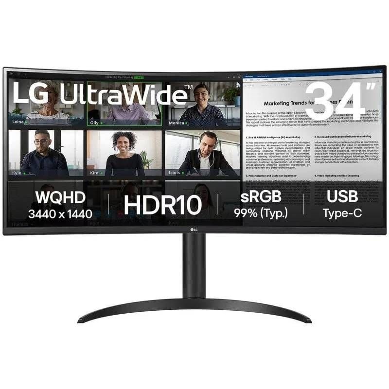 Monitor Profesional Ultrapanorámico Curvo LG 34WR55QK-B 34"/ WQHD/ Regulable en altura/ Negro - изображение 2